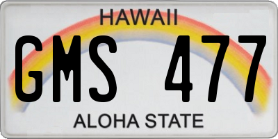 HI license plate GMS477