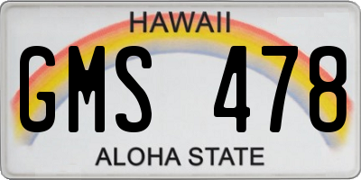 HI license plate GMS478