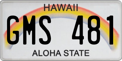 HI license plate GMS481