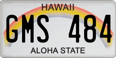 HI license plate GMS484