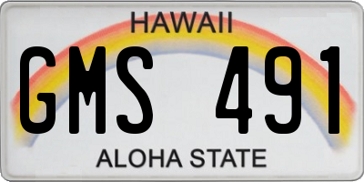 HI license plate GMS491