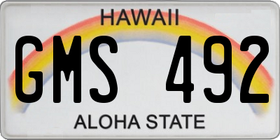 HI license plate GMS492