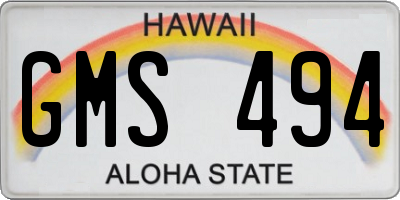 HI license plate GMS494