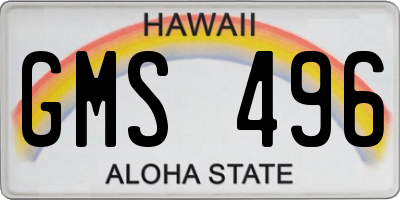 HI license plate GMS496
