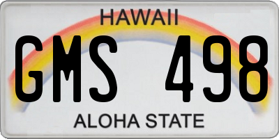 HI license plate GMS498