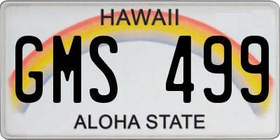 HI license plate GMS499