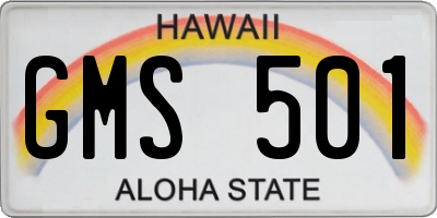 HI license plate GMS501