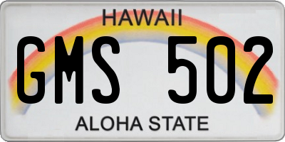 HI license plate GMS502