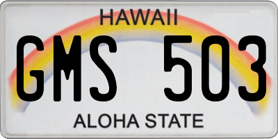 HI license plate GMS503