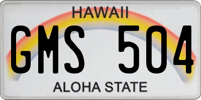 HI license plate GMS504