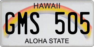 HI license plate GMS505
