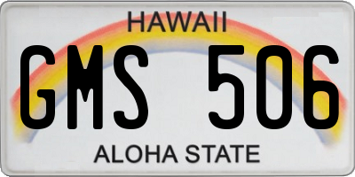 HI license plate GMS506