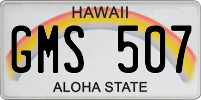 HI license plate GMS507
