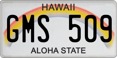 HI license plate GMS509