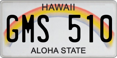 HI license plate GMS510