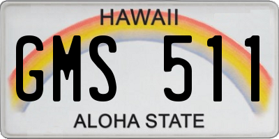 HI license plate GMS511