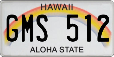 HI license plate GMS512