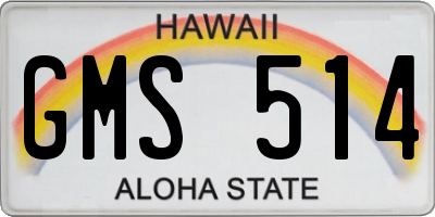 HI license plate GMS514