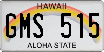 HI license plate GMS515