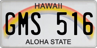 HI license plate GMS516