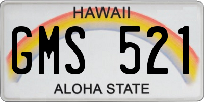 HI license plate GMS521