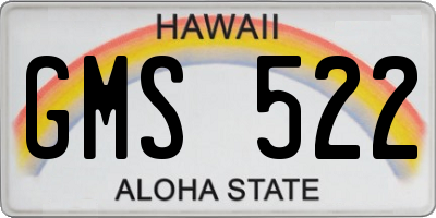 HI license plate GMS522