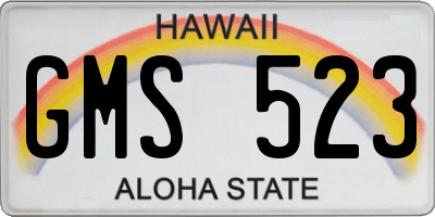 HI license plate GMS523