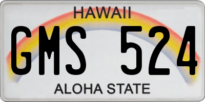 HI license plate GMS524