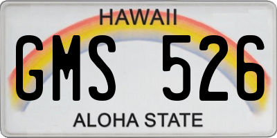 HI license plate GMS526