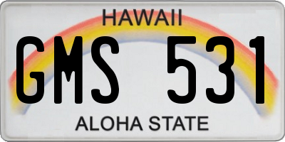 HI license plate GMS531