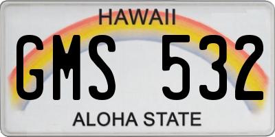 HI license plate GMS532