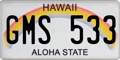 HI license plate GMS533