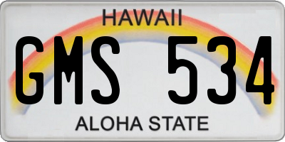 HI license plate GMS534