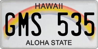 HI license plate GMS535