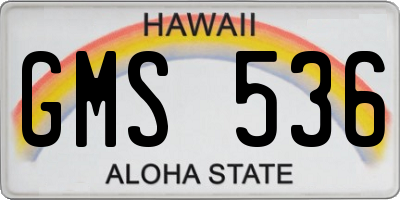 HI license plate GMS536
