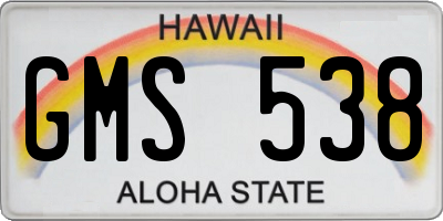 HI license plate GMS538
