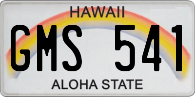 HI license plate GMS541