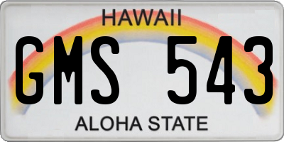 HI license plate GMS543