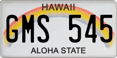 HI license plate GMS545