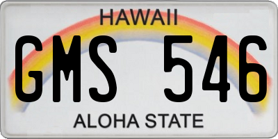 HI license plate GMS546