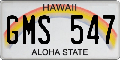 HI license plate GMS547
