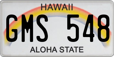 HI license plate GMS548