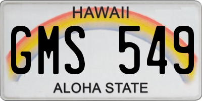HI license plate GMS549