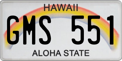 HI license plate GMS551