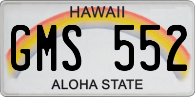 HI license plate GMS552