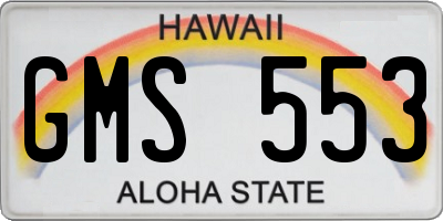 HI license plate GMS553