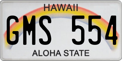 HI license plate GMS554