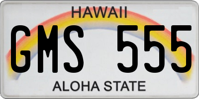 HI license plate GMS555