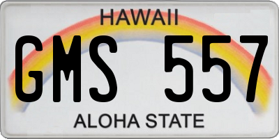 HI license plate GMS557