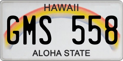 HI license plate GMS558